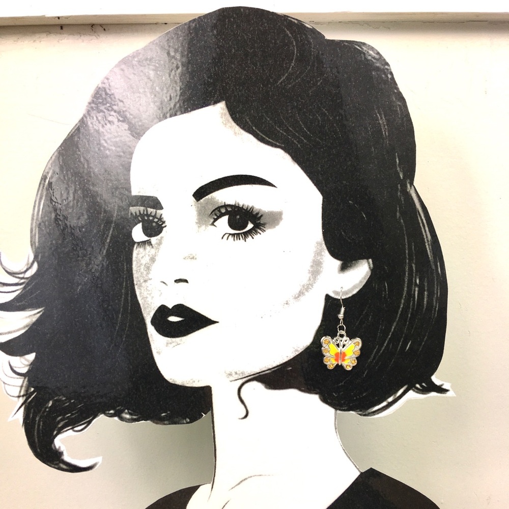 3 for $15 Yellow Butterfly Dangle Earrings - Picture 3 of 5